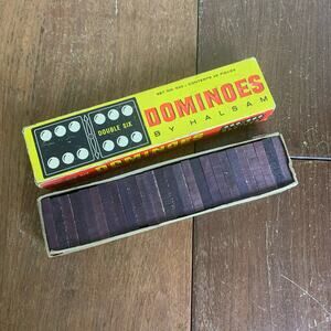 Halsam Wooden Double Six Dominos 28 pieces with original‎ box game